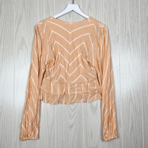 Free People Samifran Chevron Peplum Hem Top Stripes Size Small - Picture 5 of 7